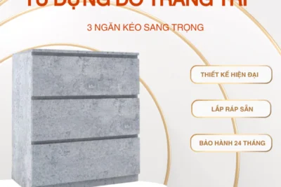 TỦ GỖ ĐỰNG ĐỒ TRANG TRÍ ĐA NĂNG 3 NGĂN KÉO SANG TRỌNG, GỖ MDF CAO CẤP, LẮP RÁP SẴN