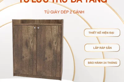 Tủ Lưu Trữ Đa Tầng. Tủ Giày Dép 2 Cánh, Tủ MDF Cao Cấp Sang Trọng, Lắp Ráp Sẵn D70xR35xC90cm