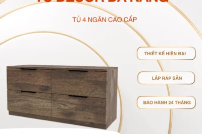 Tủ Decor Đa Năng, Tủ 4 Ngăn Cao Cấp, Gỗ MDF Chống Xước, Lắp Ráp Sẵn