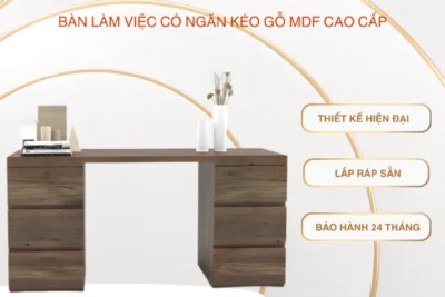 Bàn Làm Việc Ikea, Bàn Làm Việc Có Ngăn Kéo Gỗ MDF Cao Cấp Lắp Ráp Sẵn D160xR40xC75