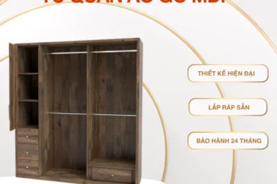 Tủ quần áo gỗ MDF sang trọng, hiện đại thiết kế cửa lùa tiết kiệm diện tích phòng ngủ KT D180xR60xC200