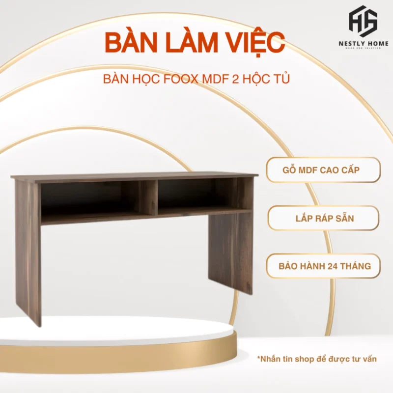 Bàn làm việc, bàn học gỗ MDF 2 hộc tủ